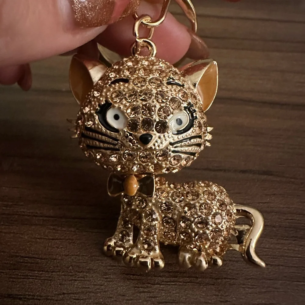 Pink Rhinestone Cat Keychain/Bag Charm - Picture 3 of 3